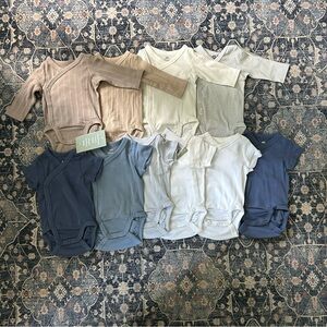 H&M Blue and White Bodysuits Soft Ribbed One Pieces